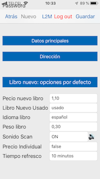 Settings screen